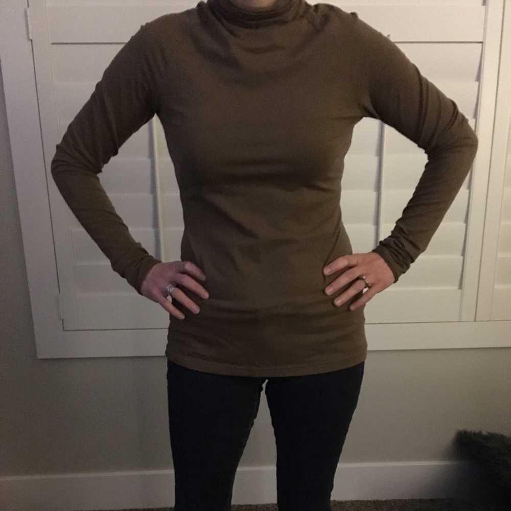 Brown mock turtleneck.